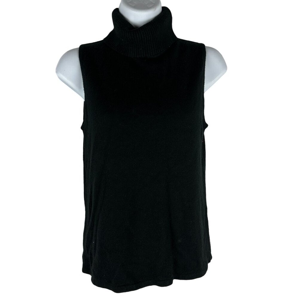 Kathie Lee Collection Vintage Womens Black Sleeveless Turtleneck Sweater Size S